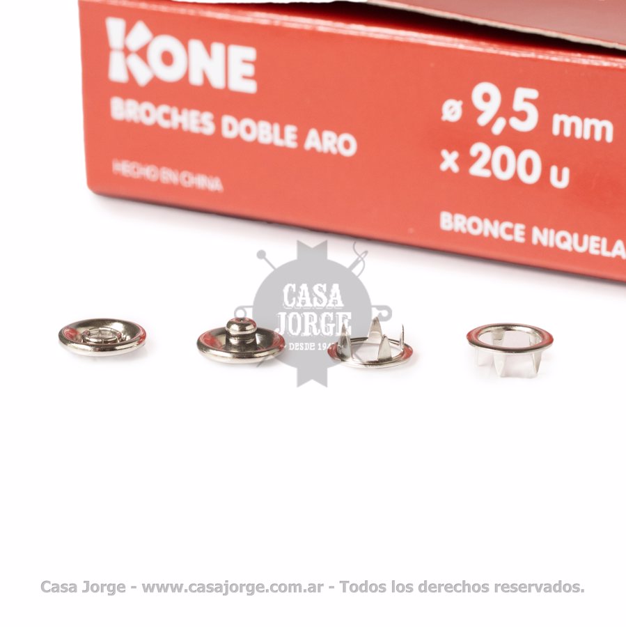 BROCHES DOBLE ARO KONE DE BRONCE NIQUELADO N° 9.5 X 200 UNIDADES